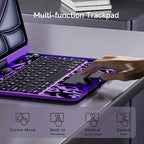iPad Keyboard Case for 2024 M4 iPad Pro 13 inch, Magic Wireless Keyboard with Trackpad 7 Color Backlit, 360° Rotating Stand Transparent Protective Cover with Pencil Holder (Purple)