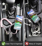 iPhone Charger Cable for Car 3FT, 2Pack Coiled Coiled Lightning Cable [Apple MFi Certified] iPhone Cable Compatible with iPhone14/13/12/11 Pro Max/XS MAX/XR/XS/X/8/7/Plus-Pink