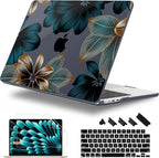 Case for MacBook Air 15 Inch 2025 2024 2023 Release M4 A3241 M3 A3114 M2 A2941, Hard Shell with Screen Protector & Keyboard Cover, Compatible with Touch ID - Leaves
