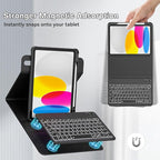 YBING for iPad A16 Case with Keyboard 11th &10th Generation, 360 Rotation Magnetic Cover with 7-Color Backlit Wireless Detachable Keypad with Pencil Holder for iPad 11th 2025/10 Gen 10.9" 2022 (Black)