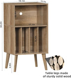 Lerliuo Record Player Stand, Oak Turntable Stand Holds up to 160 Albums, Mid-Century Vinyl Storage Cabinet Table with Solid Wood Legs, Record Player Holder Dispaly Shelf for Bedroom Living Room
