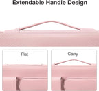 MOSISO 360 Protective Laptop Case 13.3 inch, 13-13.3 inch Laptop Sleeve Compatible with MacBook Air/Pro 13 / Pro 14, HP Dell ASUS Lenovo, Side Open Bag with 2 Raised&1 Flapover Pockets, Pink