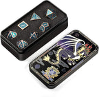 Teal D&D Metal Dice Set,DNDND 7 PCS Metallic Dungeons and Dragons Dice with Free Metal Case for D&D Game Role Playing (Teal and Copper)