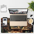 an Old Library Gaming Mouse Pad 3mm Thick Stitched Edge Waterproof Non-Slip Large Computer Keyboard Mouse Mat,Suitable for Office Entertainment Decorative Desk Pad 35.4 x 15.7 Inches