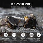 KZ ZS10 Pro in Ear Monitor, 4BA 1DD KZ Wired Headphone Multi Driver in Ear Earphone, IEM Headphones on Stage HiFi Monitor for Singer Guitarist Drummer (Matte Black with Mic)