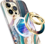 GVIEWIN Magnetic Phone Ring Holder, Compatible with MagSafe Phone Grip with Adjustable Stand, Magnet Phone Ring Kickstand for iPhone 16 Pro Max/Plus/15/14/13/12 Series/Other Phones (Drift Sand)