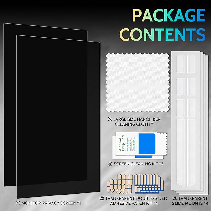 [2 Pack] 23 Inch Privacy Screen for Computer Monitor 16:9 Aspect Ratio, Eye Protection Anti Blue Light Glare Shield, 23inch Removable Black Blackout Anti Spy Desktop Security Private Filter