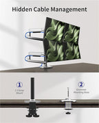 Quad Monitor Mount, Holds Screens up to 40 Inches and 25 lbs, Fully Adjustable 4 Monitor Mount with C-Clamp and Grommet Base, Aluminum, Silver