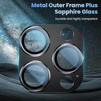 Uyiton Compatible with Phone 16 Pro/Phone 16 Pro Max Camera Lens Protector - [Not Easy to Break][Strong Adsorption][Case-Friendly] Metal Tempered Glass Rear Camera Screen Cover - Black, 2 Pack