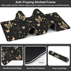 Golden Butterflies Desk Mat,Large Butterfly and Round Spots Gaming Keyboard Mouse Pad,Non-Slip Rubber Base Desk Pad Thick Stitched Edges Waterproof Mousepad Mouse Mat 31.5"x11.8"