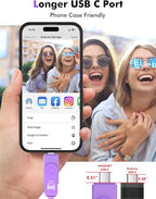 MOSDART 128GB Dual USB C Flash Drive, Speed Up to 150MB/S Type C 3.1 Thumb Drive with Keychain and LED Indicator, exFAT Memory Stick for iPhone 15 and 16, iPad, Android Phone, Tablet, Laptop, Purple