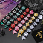 CiaraQ Polyhedral Dice Set, 6 Colors with 6 Decorative Pouches, 7 Pieces per Set, Fantasy RPG Gaming Dice/DND Dice/Role Playing Dice, Christmas Themed