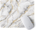 ITNRSIIET Mouse Pad with Stitched Edge Premium Textured Smooth Precise Operation Waterproof Washable Non-Slip Rubber Base Desktop Protection Mat, 10.2×8.3×0.12 inches, Gray Marbling