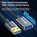 USB Extension Cable USB 3.0 Extension Cord Type A Male to Female Cord Nylon Braided High Data Transfer Compatible with USB Keyboard, Mouse, Flash Drive(3ft)