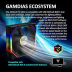 GAMDIAS 120mm ARGB PWM Case Fan, 2 Blades in 1 Fan Pack (Standard & Reverse Blades), Sync with RGB Motherboards, Easy Installation & Cable Management w/Cabless Daisy Chain Design