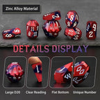 Metal Dice Set D and D for Dungeons and Dragon, Metal Polyhedral DND Dice with Cardboard Box Unique Cool RPG Dice for Role Playing Tabletop Games Gifts (Black Red)
