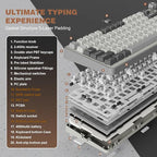 YUNZII B75 PRO Wireless Mechanical Keyboard,75% Layout with Knob,Hot Swap Gasket Custom Structure,Creamy Pre-lubed Switches,RGB Backlit,Bluetooth/Type-C/2.4G for Win/Mac(Milk Switch,Grey)