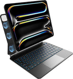 nimin Keyboard Case for iPad Pro 13 inch 2024 (M4),Multi-Touch Trackpad, Magnetic Attach, 7-Color Backlight, Auto Sleep/Wake, Obsidian Black
