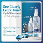 Purity Eyeglass Cleaner Mega Pack - Multi-Size Lens Cleaner Kit - 2x2oz, 3x8oz Bottles + 5 Black Premium Microfiber Cloths - Safe for All Lenses, Eyeglasses, and Screens - Streak-Free Formula