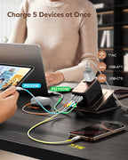 MOMAX Universal Travel Adapter, 170W GaN International Power Adapter, 2 USB-C 2 USB-A, Worldwide Travel Plug Adapter, International Power Adapter for Most Europe, USA, Japan, Australia (Type C/A/G/I)