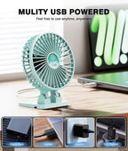 JZCreater USB Desk Fan, Mini Fan Portable, 3 Speeds Desktop Table Cooling Fan, Plug in Power Fan, Rotation Strong Wind, Quiet Personal Small Fan for Home Desktop Office Travel Bedroom, Apple Green