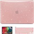 Anban Compatible with MacBook Pro 13 inch Case M2 2025-2016 M1 A2338 A2251 A2289 A2159 A1989 A1706 A1708, Plastic Hard Shell+Keyboard Cover+Screen Skin for MacBook Pro 13.3 inch Case, Shiny Rose Gold