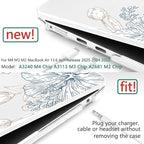 TWOLSKOO Compatible with M4 MacBook Air 13.6 inch Case 2025-2022 Release M4 A3240 M3 A3113 M2 A2681, Plastic Hard Shell & Keyboard Cover & Type C Adapter & Screen Protector, Engraved Sketch2