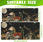 Large Gaming Mouse Pad for Desk,Cute Forest Mushroom Desk Mat,Starry Night Mushroom Desk Pad,Extended Big Computer Keyboard Mouse Pad with Non-Slip Base and Stitched Edge,35.4"x15.7"