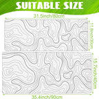 Desk Mat,White Topographic Contour Map Desk Pad,Topographic Contour Large Gaming Mouse Pad for Desk,Extended Big Computer Keyboard Mouse Pad with Non-Slip Base and Stitched Edge,35.4"x15.7"