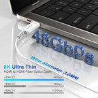 8K Fiber Optic HDMI Cable 100 FT, 8K@60Hz 4K@240Hz, Thin Extra Long HDMI Cable 48Gbps Ultra High Speed, Dynamic HDR, eARC, HDCP 2.2&2.3, 3D, Compatible for PS4/5/Xbox/TV/Laptop/Monitor