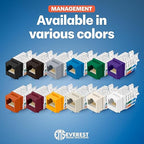 Everest 45° Angled RJ45 Cat6A Keystone Jacks 50-Pack in Ivory - Slim Profile Female RJ45 Connectors - Cat 6A Keystone Jack - Compatible with 45° Angled Speed Termination Tool - 45Term (B0BL3GS7ZY)