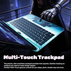 KITONE Transparent Case with Wireless Keyboard for iPad 10.2-in (7th, 8th, and 9th Gen), 7 Colors Backlight, Trackpad, 360°Rotating Stand, Tech Style