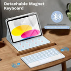MoKo Touch Keyboard Case for iPad (A16) 11th Generation 11 inch 2025, iPad 10th Generation 10.9 inch Case with Pencil Holder, 7 Colors Backlit Multi-TrackPad Detachable Bluetooth Keyboard, Sky Blue