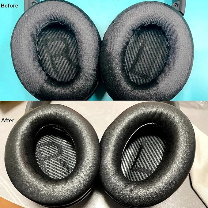 QC35 Replacement Ear Pads,Replacement Ear Pads for Bose QC35 & QC35ii (QuietComfort 35) Headphones - Softer Leather, Memory Foam, Extra Durability