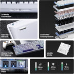 EPOMAKER Galaxy100 QMK/VIA Wireless Mechanical Keyboard with 8000mAh Battery and Numpad, CNC Aluminum, Full Size Gaming Keyboard, USB-C/BT5.0/2.4Ghz (White Purple, Marble White Switch)