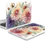 Mektron for MacBook Pro 13-inch Case 2022 2021 2020 Release A2338 M2 M1 A2289 A2251, Printed Plastic Hard Shell Cover for New MacBook Pro 13.3-inch Touch Bar Fits Touch ID, Watercolor Dahlias