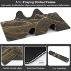 Abstract Golden Mountain Desk Mat,Large Gold Line Art Gaming Keyboard Mouse Pad,Non-Slip Rubber Base Desk Pad Thick Stitched Edges Waterproof Mousepad Mouse Mat 31.5"x11.8"