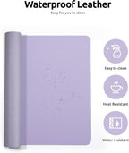 YSAGi Leather Desk Protector, Office Mat, Large Mouse Mat, Non-Slip PU Leather Blotter, Laptop Desk Pad, Waterproof Writing Pad for Office and Home (Light Purple, 31.5" x 15.8")