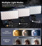 Selfie Camera Phone Light with Metal Hotshoe & Clip, CRI 96+ 2500K-9900K Rechargeable RGB Video Light for Laptops, Cameras, Selfie, Video Conference, TikTok Live Streaming, Filming