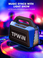 Portable Bluetooth Speakers Loud - Wireless Speaker 80W Peak, Light Show, 20H Playtime, Strong Bass, BT 5.3, TWS, IPX6 Waterproof for Outdoor Travel Beach Camping - Blue