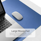 YSAGi Dual-Sided Laptop Desk Mat, 31.5" x 15.7", Waterproof Leather Writing Pad for Office and Home (Azure Blue+Green)