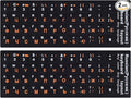 2PCS Russian Keyboard Stickers, Russian-English Keyboard Letters Replacement Sticker Orange Font with Black Background for PC Computer Laptop Notebook Desktop, Cyrillic Keyboard Alphabet Stickers