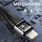 Extra Long iPhone Charger Cord 15FT [Apple MFi Certified] USB A to Lightning Cable Braided Fast Charging Cord Compatible with iPhone 14 Pro Max/Plus/13/12/11/X/XR/XS/SE/8/7/6/5/iPad - Black