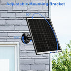 FUTUREZEN 10W Solar Panel for Security Camera, Trail Camera, Type-C Device, Solar Charger with USB-C, Micro USB & DC 5.5x2.1mm Port, IP66 Waterproof, Adjustable Mount, 7.2FT Cable