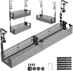 Multi-Model Under Desk Cable Management Tray 2 Packs Metal Under Desk Wire Management Clamp Mount Under Table Cord Management No Damage The Desk (Black)
