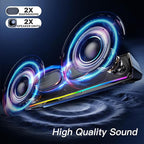 Computer Speakers for Desktop,PC Speakers Gaming Sound bar with Colorful Light,USB Speaker with Bluetooth for PCs Monitor Laptop Tablets,Wired Bluetooth Speaker for Phones(Type-C Adapter Included)