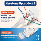 Everest 45° Angled RJ45 Cat6 Keystone Jacks 50-Pack in White - Slim Profile Female RJ45 Connectors - Cat 6 Keystone Jack - Compatible with 45° Angled Speed Termination Tool - 45Term (B0BL3GS7ZY)