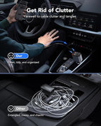 69W Retractable Car Charger, 4-in-1 Fast Car Phone Charger with 2.6ft Two Retractable Cables and USB C+USB A Car Charging Block Cube, Compatible with iPhone 16 15 14 13 12 Pro Max Plus,Galaxy,Pixel