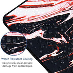 Large Extended Mouse Pad with Stitched Edges, Durable Non-Slip Natural Rubber Base, Waterproof Computer Keyboard Pad Mat for Esports Pros/Gamer/Desktop/Office/Home - Marble Red