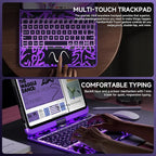 Transparent Case with Keyboard for iPad 9th (7th, 8th, and 9th Gen)10.2 Inch ,with 7-Color Backlit Wireless Keyboard,360°Rotatable Protective Case Multi-Touch Trackpad,with Pencil Holder,Purple